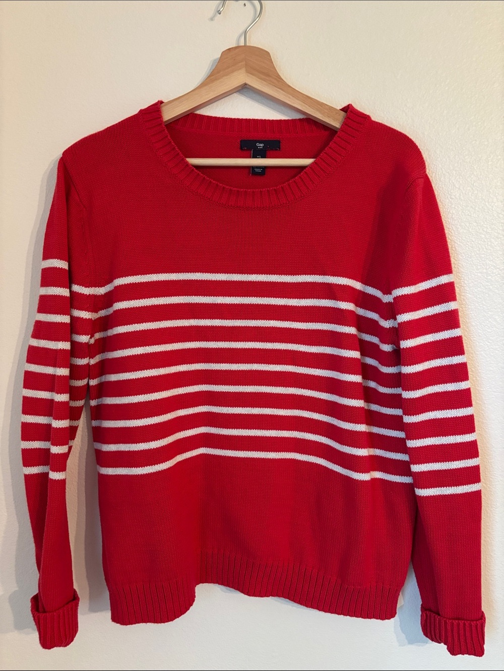 GAP Womens Striped Cotton Crew Sweater Large